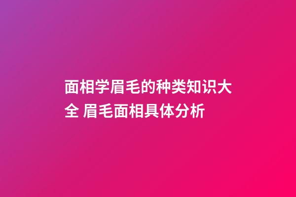 面相学眉毛的种类知识大全 眉毛面相具体分析